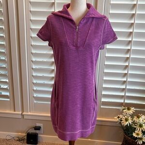 Tommy Bahama Ribbed Knit Orchid Color Short Sleeve Dress with Zip Collar